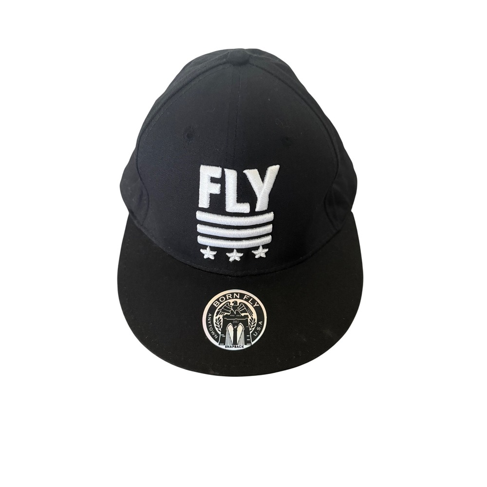Born Fly Originals FLY Rise Up Black Snapback Hat Green Underbrim Streetwear